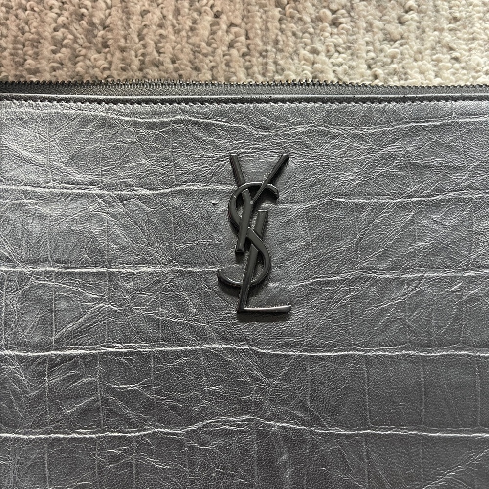 YSL black croc clutch black hardware - Picture 2 of 5
